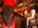 We noticed that all these northern, Shan temples had bulls heads at their doors -- an interesting local custom.